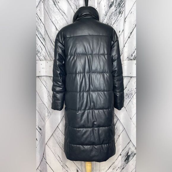 ZARA FAUX LEATHER PUFFER COAT S - Picture 4 of 10